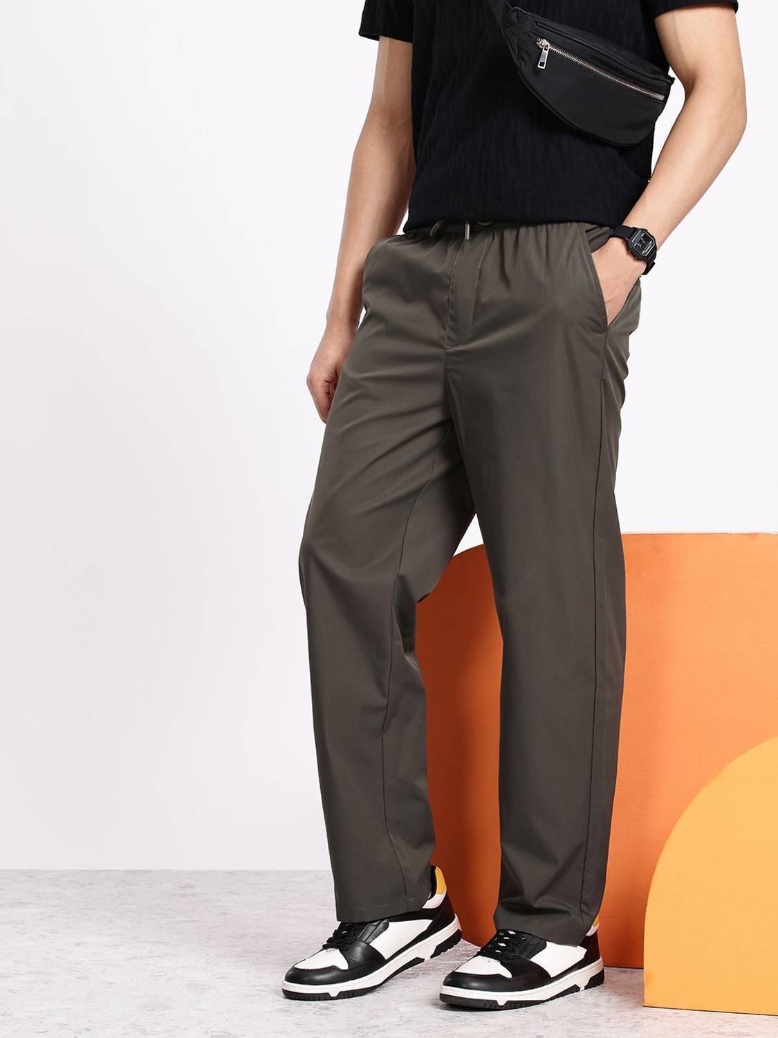 AEROPOSTALE Regular Fit Men Grey Trousers