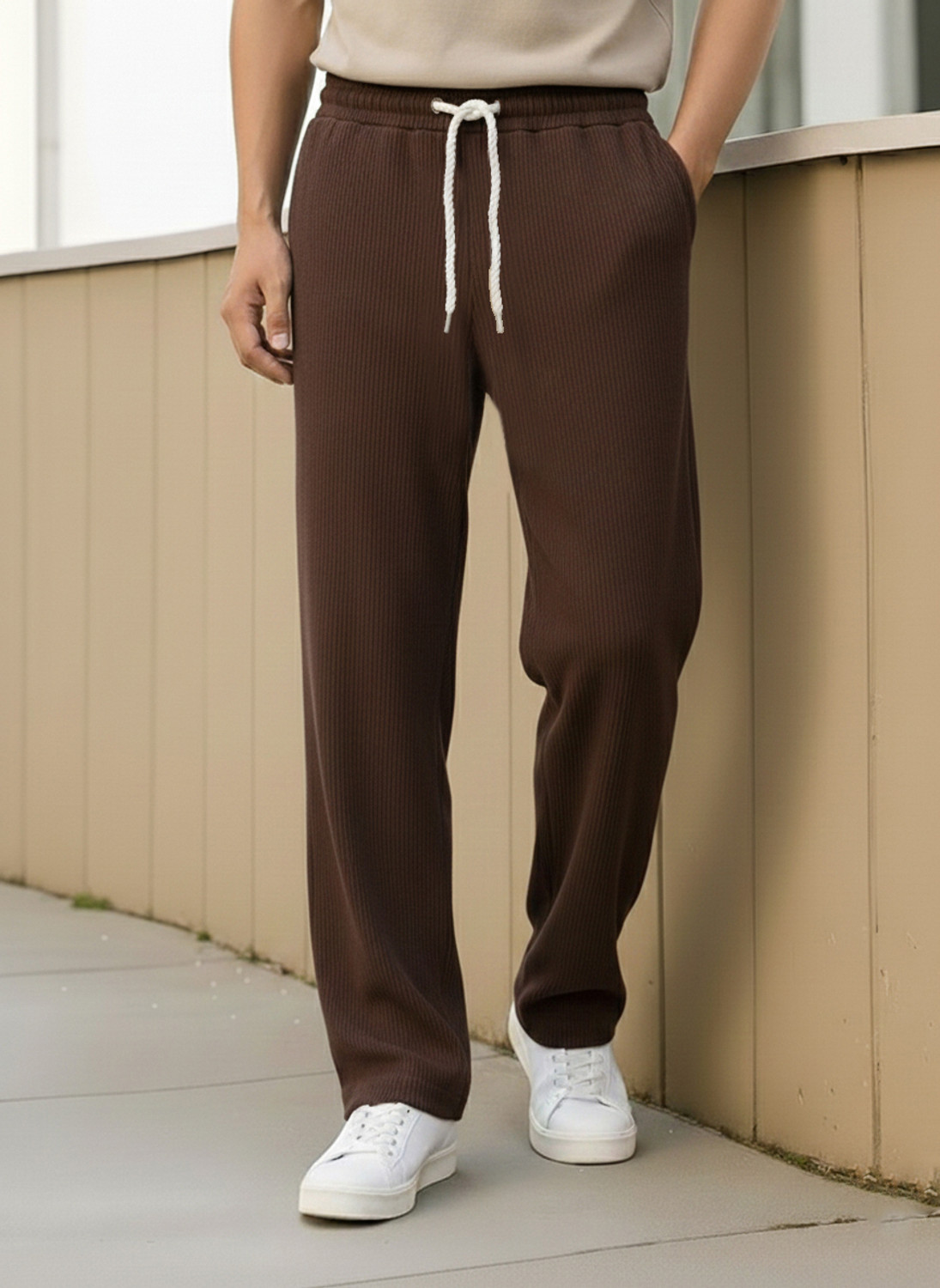 Image of METRONAUT Regular Fit Men Brown Trousers
