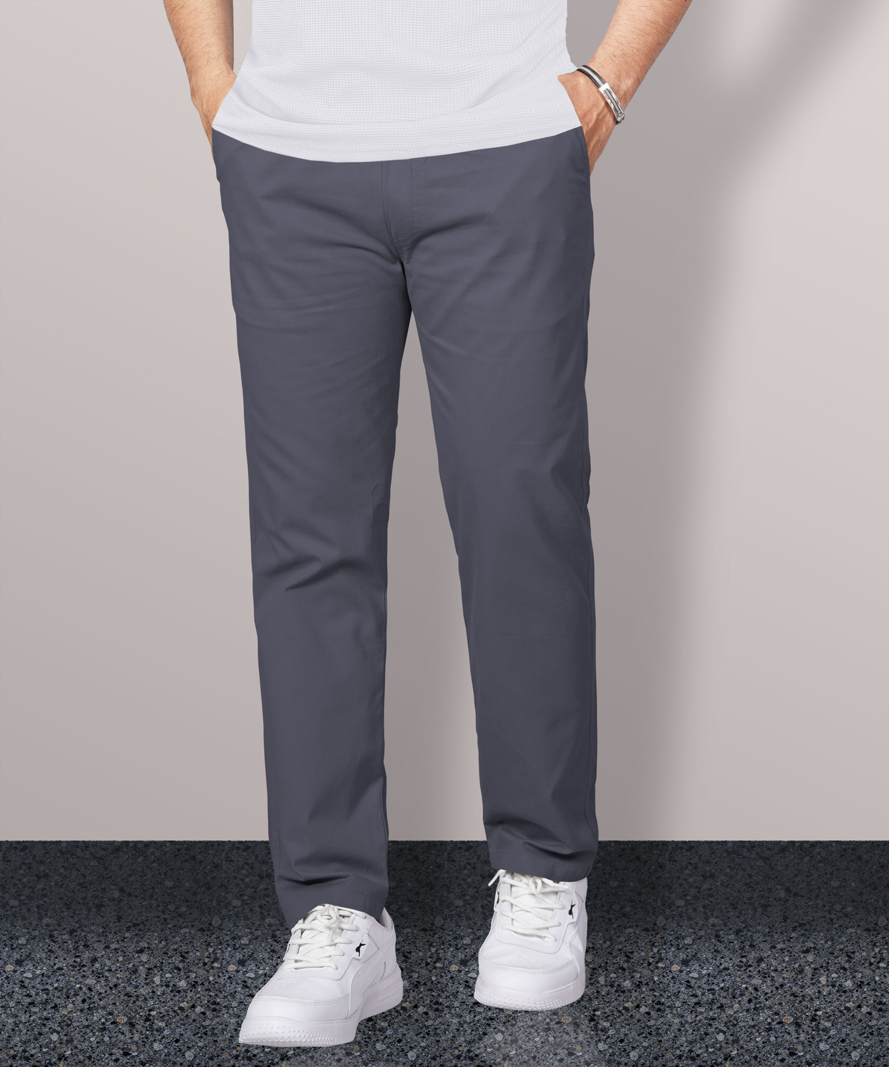 Image of VeBNoR Regular Fit Men Grey Trousers