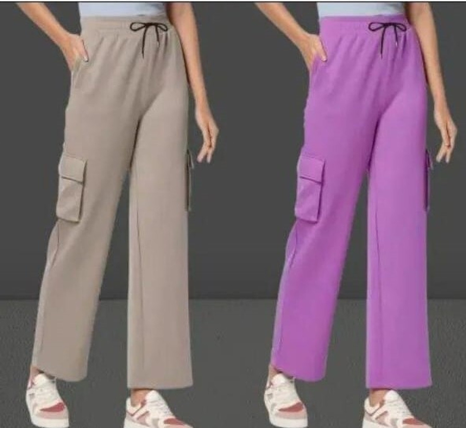 Image of CitySquad Loose Fit Women Grey, Purple Trousers