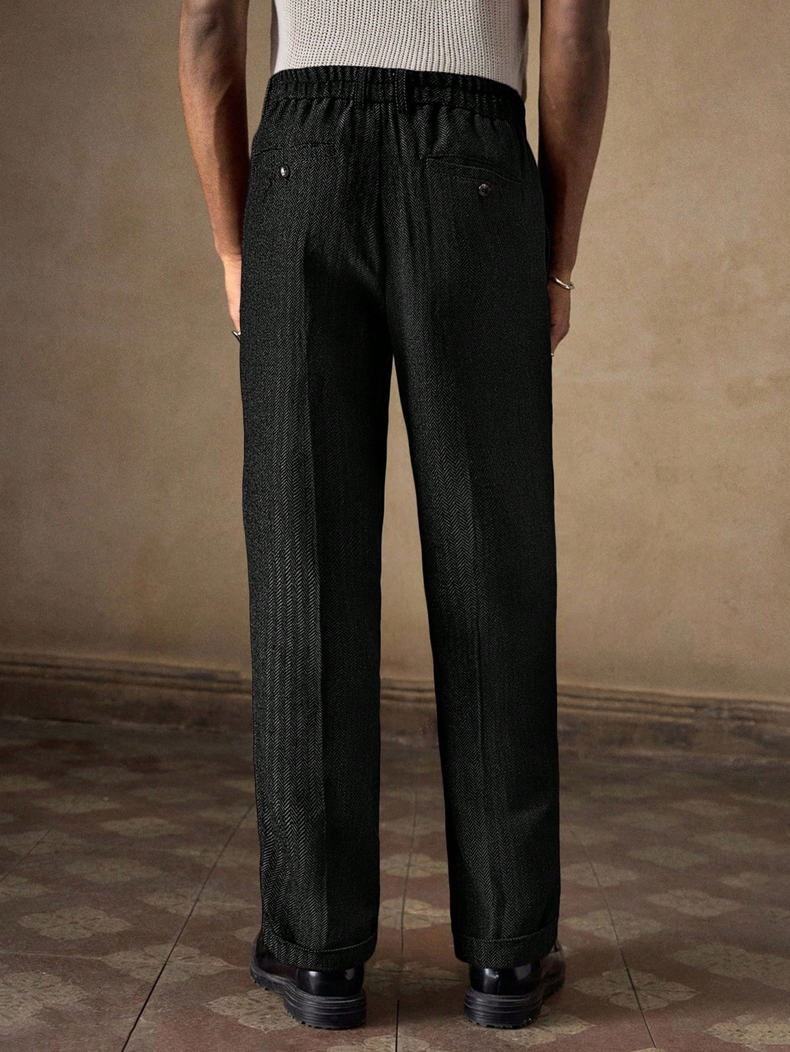Image of R.Code by The Roadster Life Co. Regular Fit Men Black Trousers