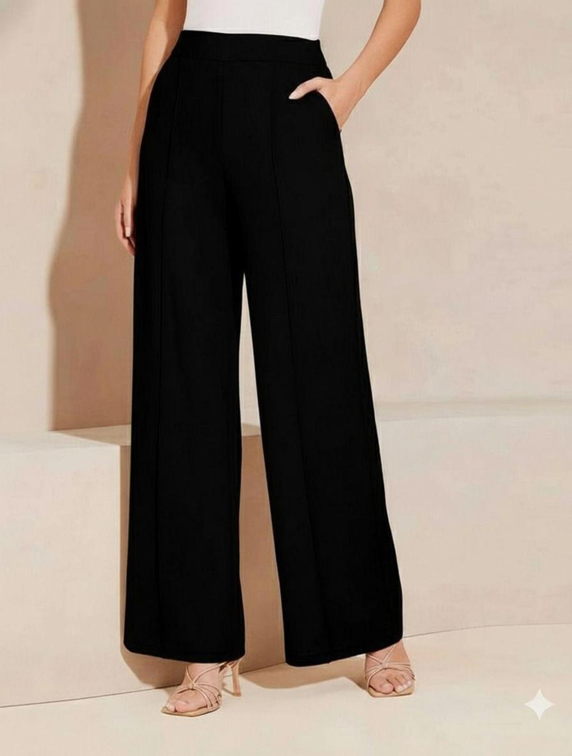 Image of Gheiebvdo Straight Fit Women Black Trousers