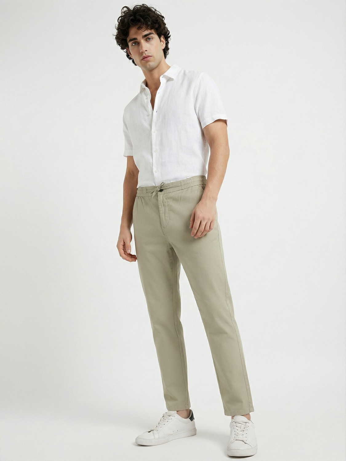 Image of PROVOGUE Slim Fit Men Light Green Trousers