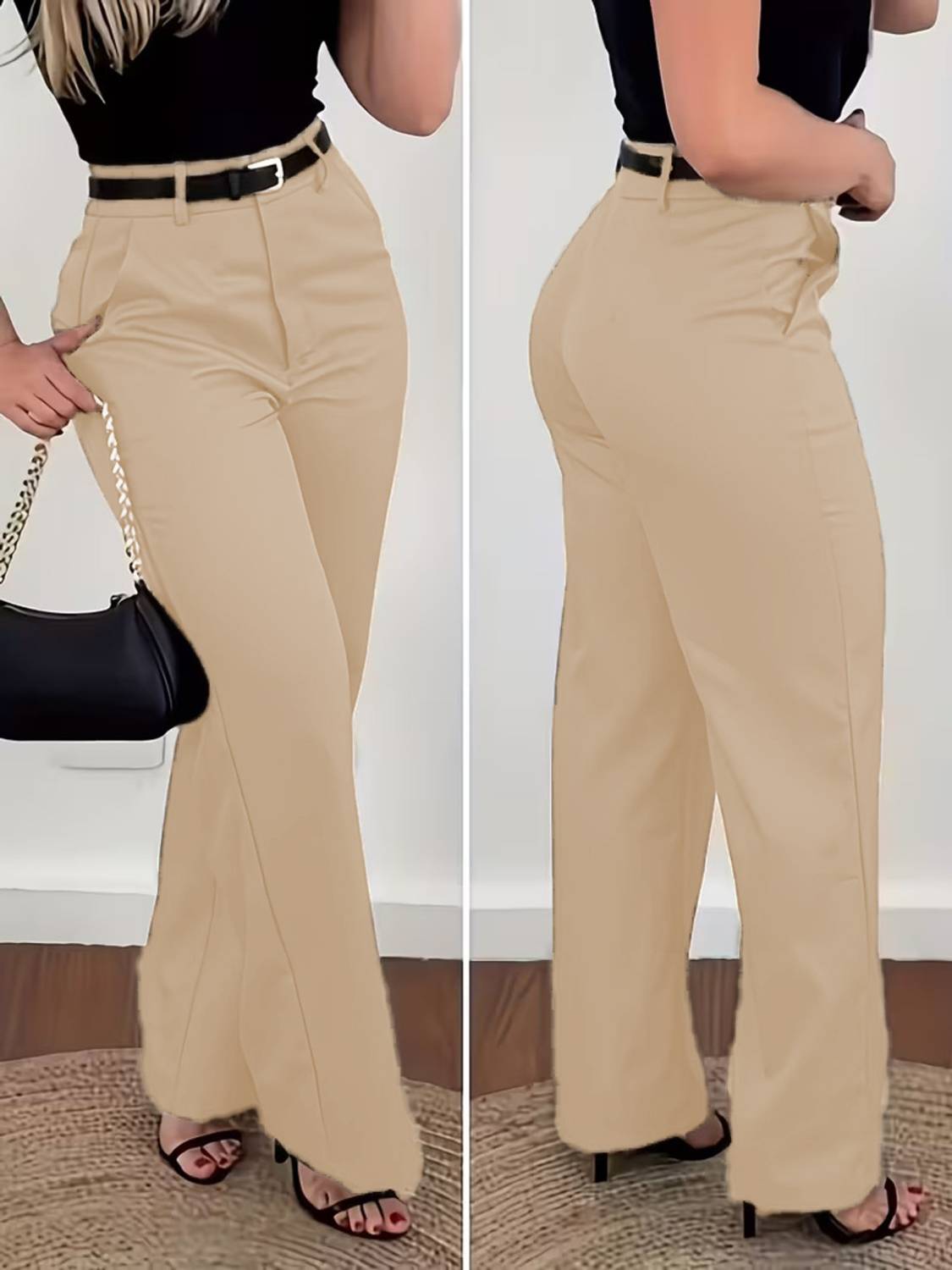 BlueKart Flared, Loose Fit Women Beige Trousers