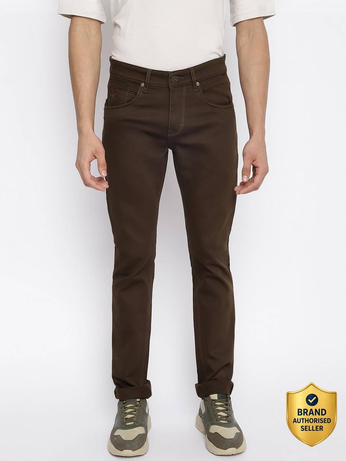 CANTABIL Regular Fit Men Brown Trousers