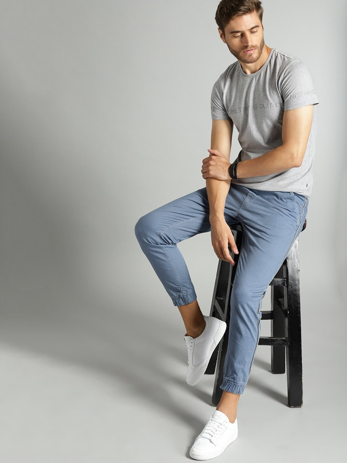 Image of Roadster Slim Fit Men Blue Trousers