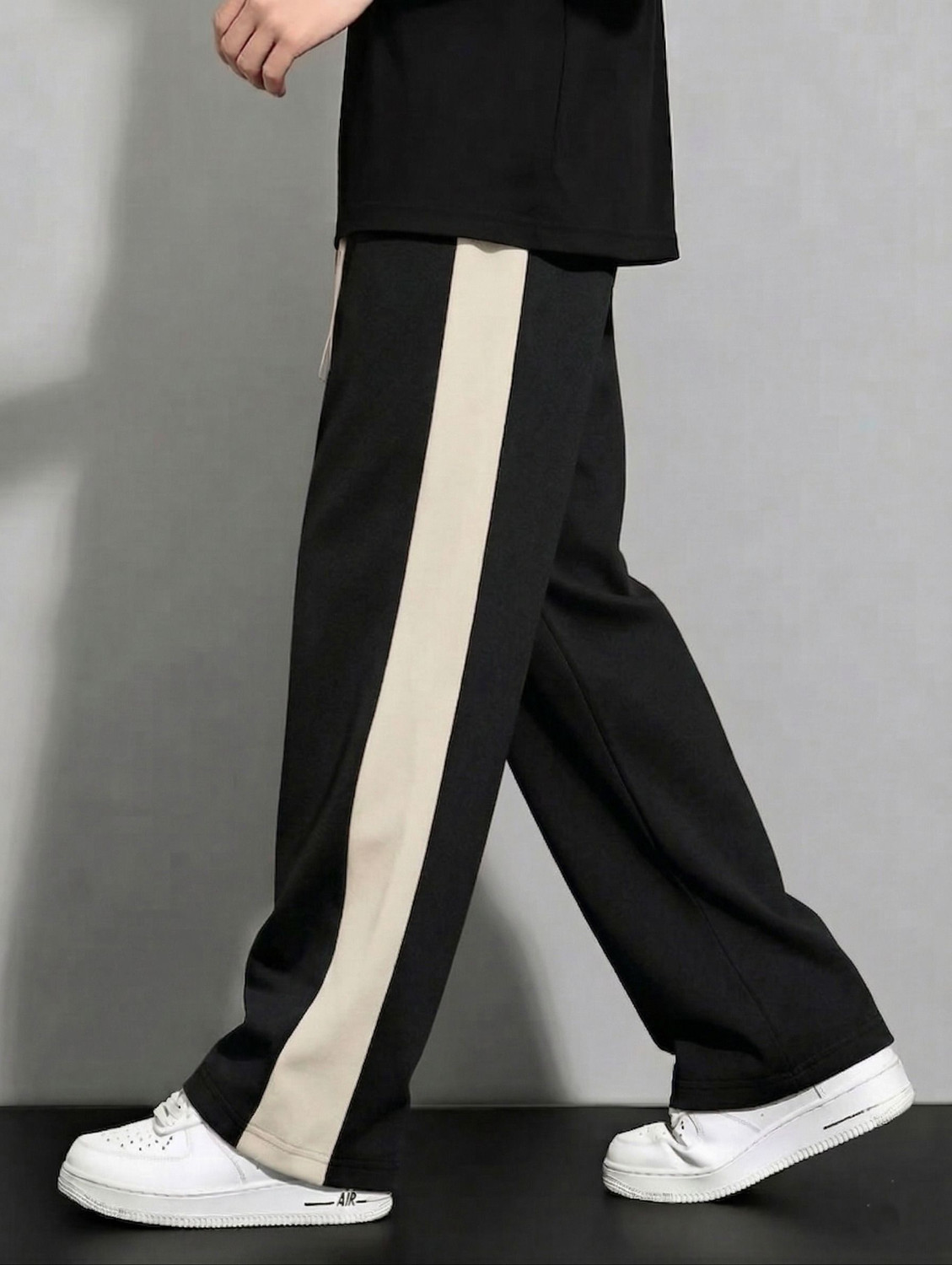 Image of FABBAZE Loose Fit Men Black Trousers