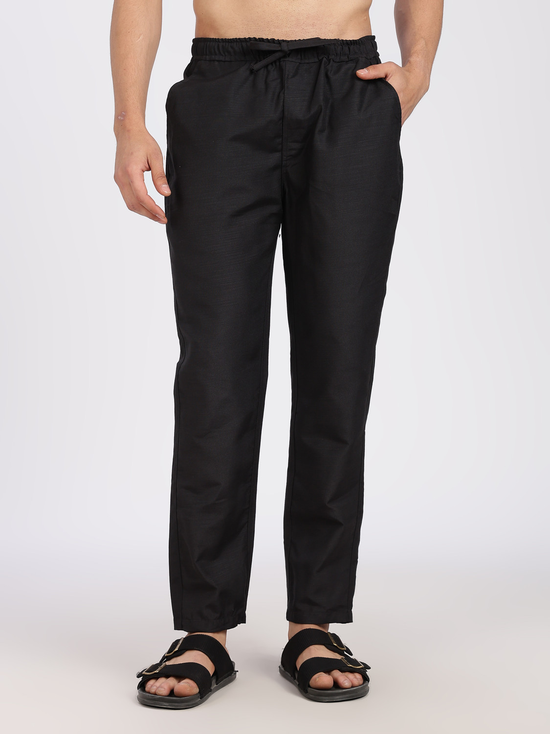 Image of Lyphy Straight Fit Men Black Trousers