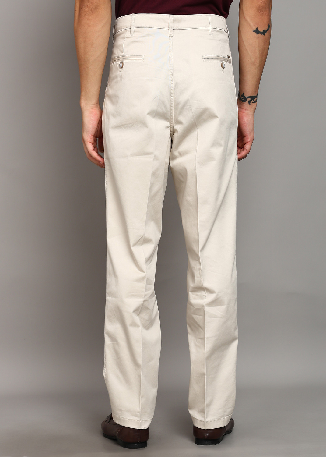 Image of KILLER Men Athletic Fit Cream Cotton Blend Trousers