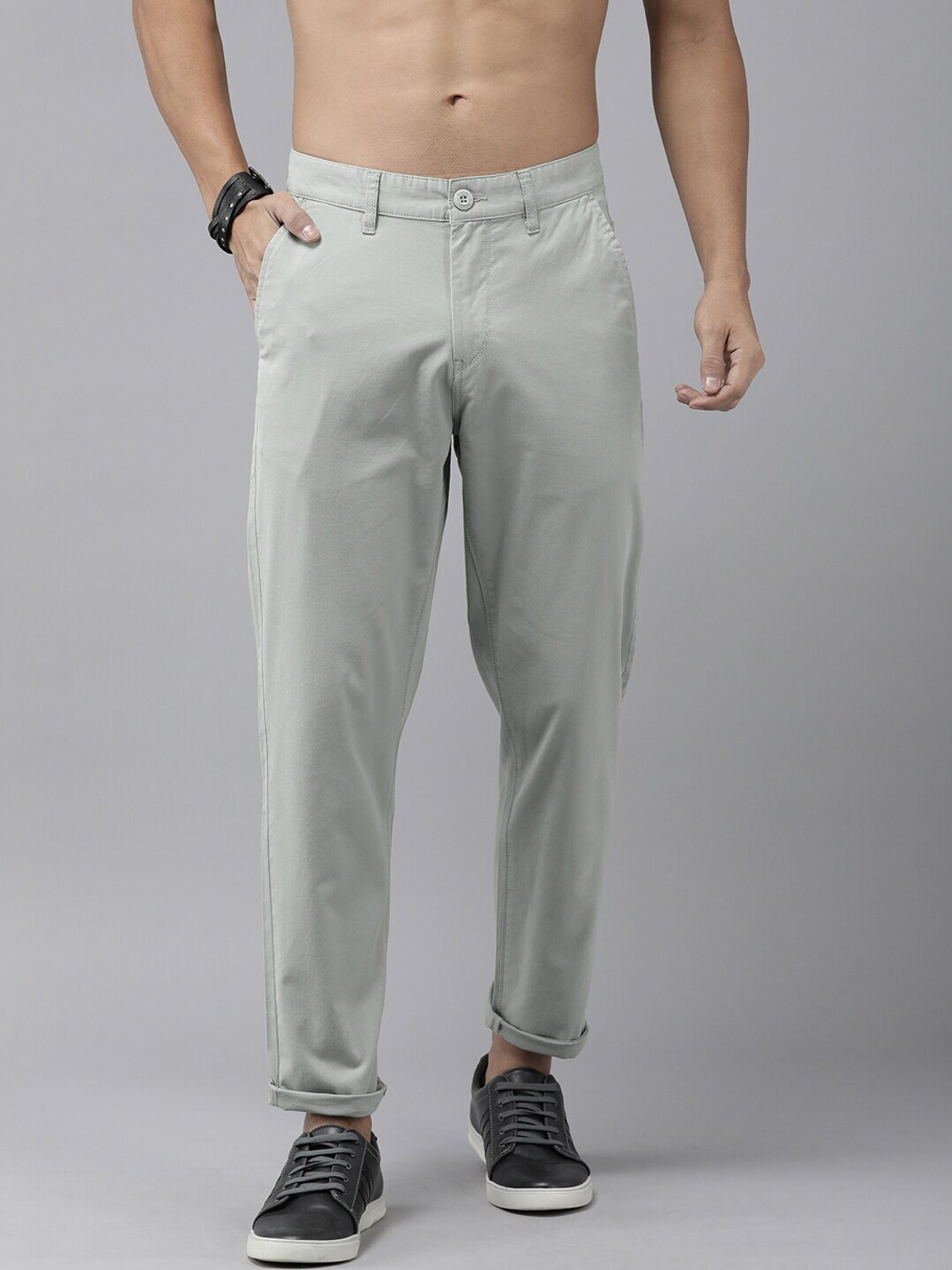 Roadster Regular Fit Men Green Trousers