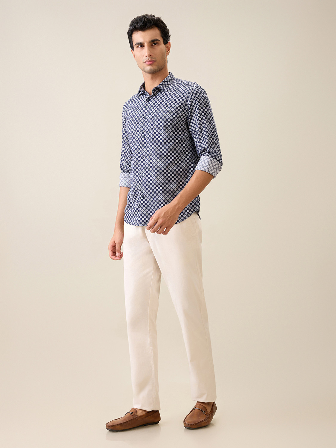 Image of PARX Tapered Men Beige Trousers