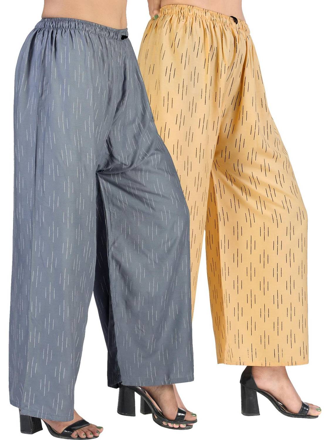 4K FASHION Relaxed Women Grey, Gold Trousers