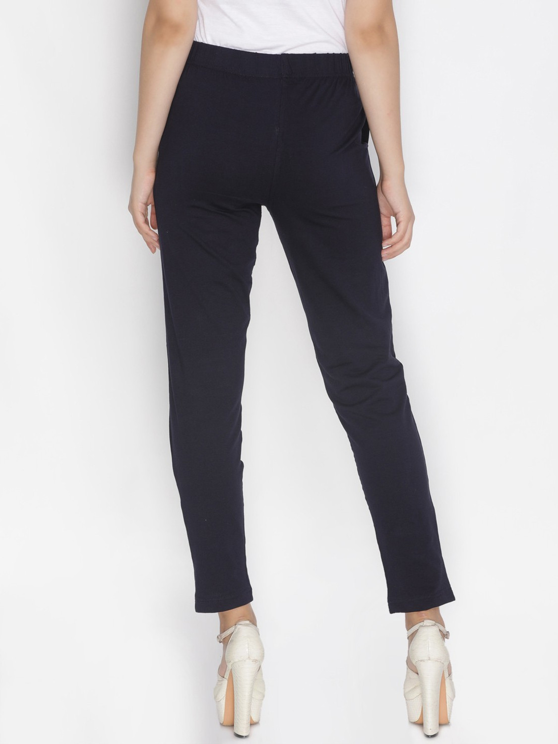 Image of Lyra Slim Fit Women Dark Blue Trousers