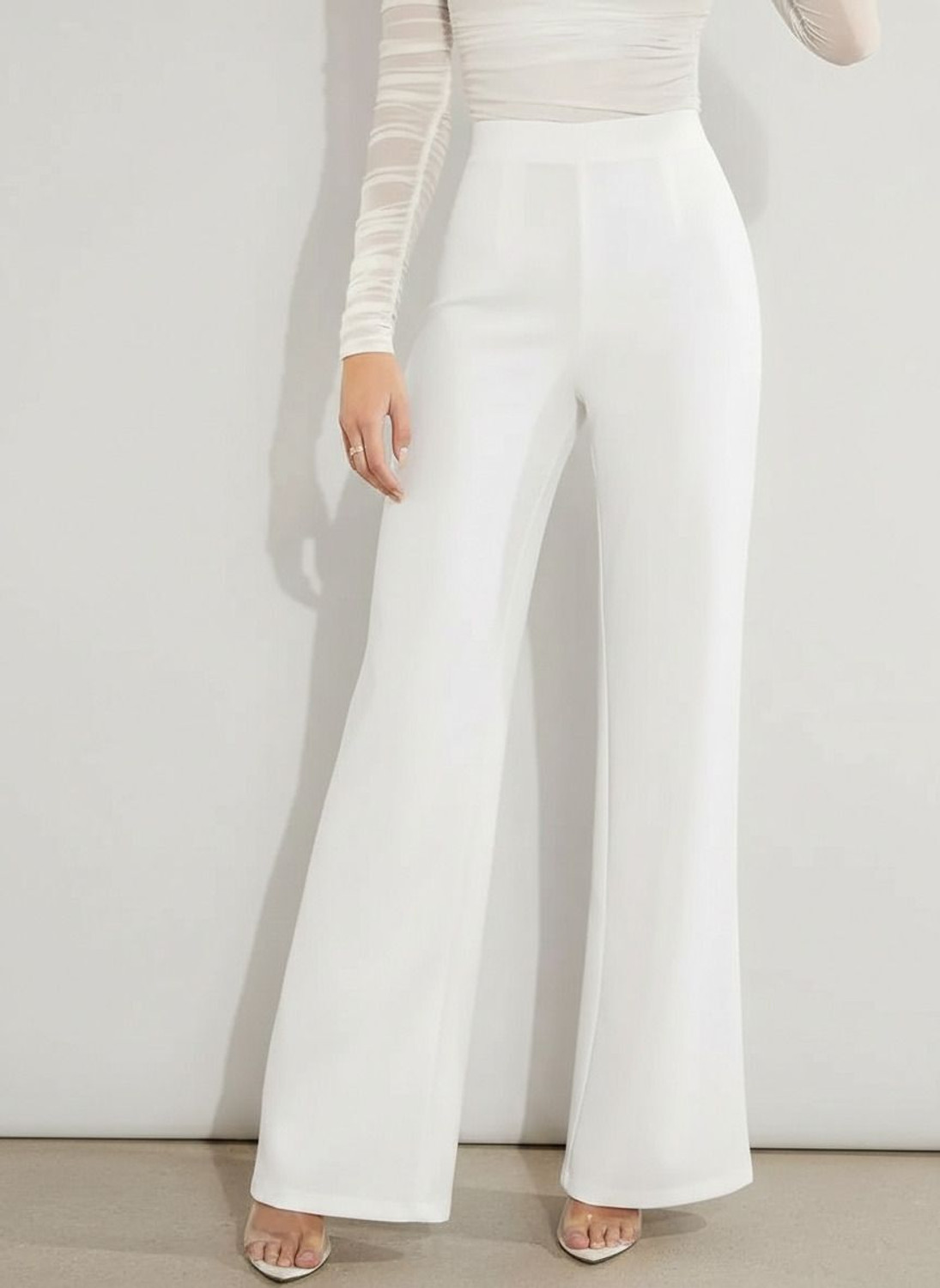 Image of KOTTY Straight Fit Women White Trousers