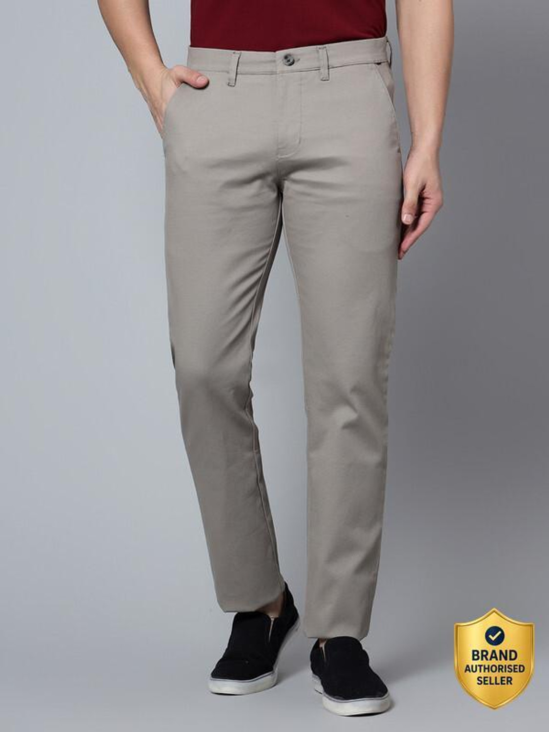 Image of CANTABIL Regular Fit Men Grey Trousers