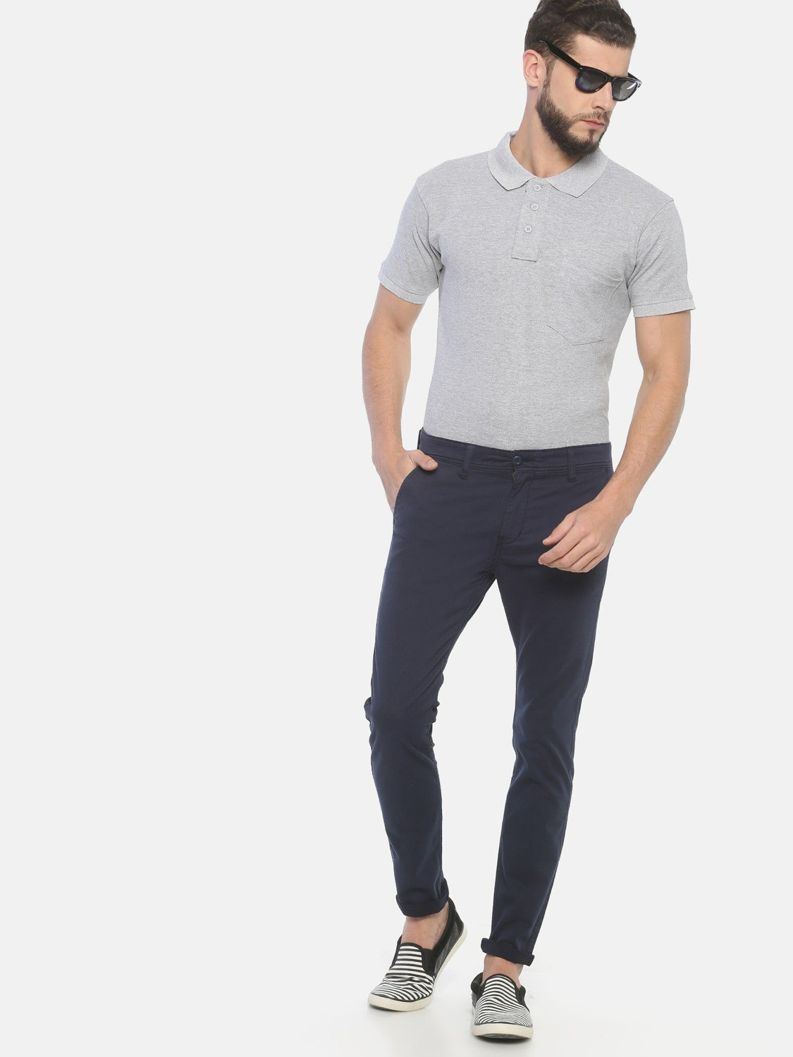 Image of VROJASS Slim Fit Men Blue Trousers