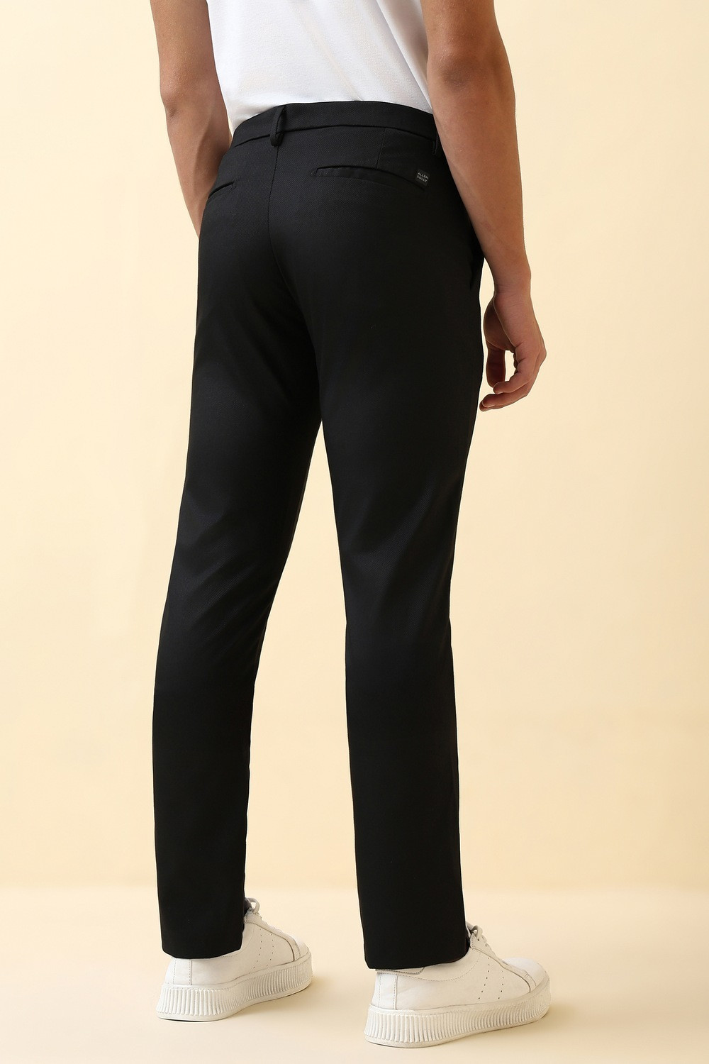 Image of Allen Solly Slim Fit Men Black Trousers