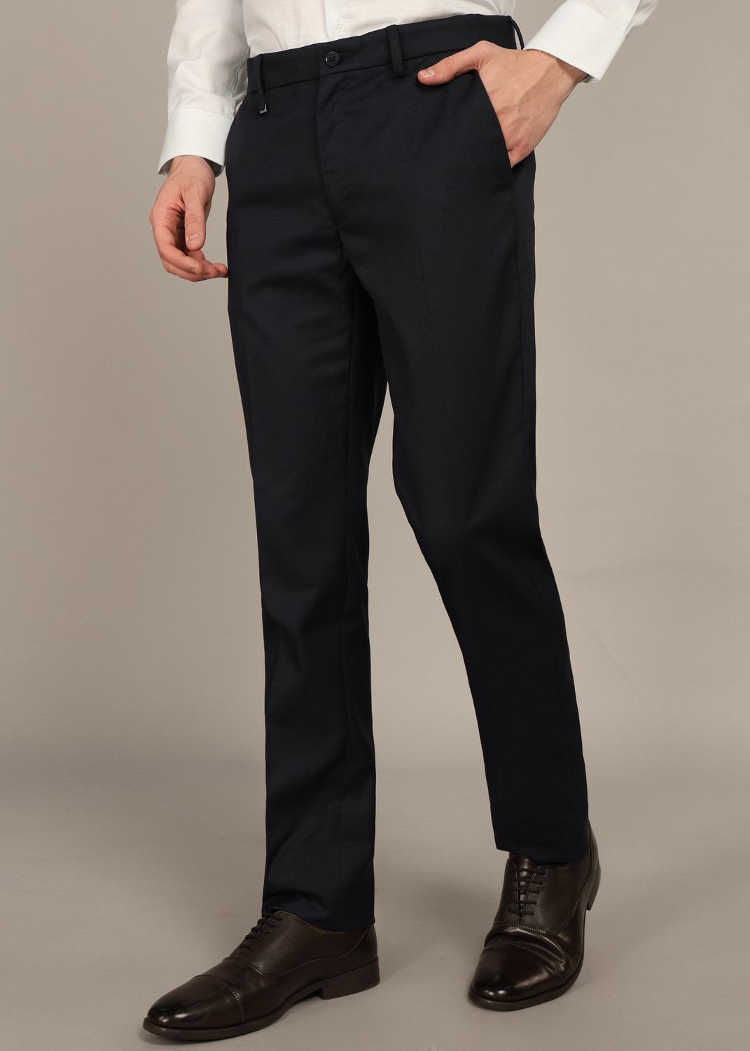 Image of VAN HEUSEN Slim Fit Men Dark Blue Trousers