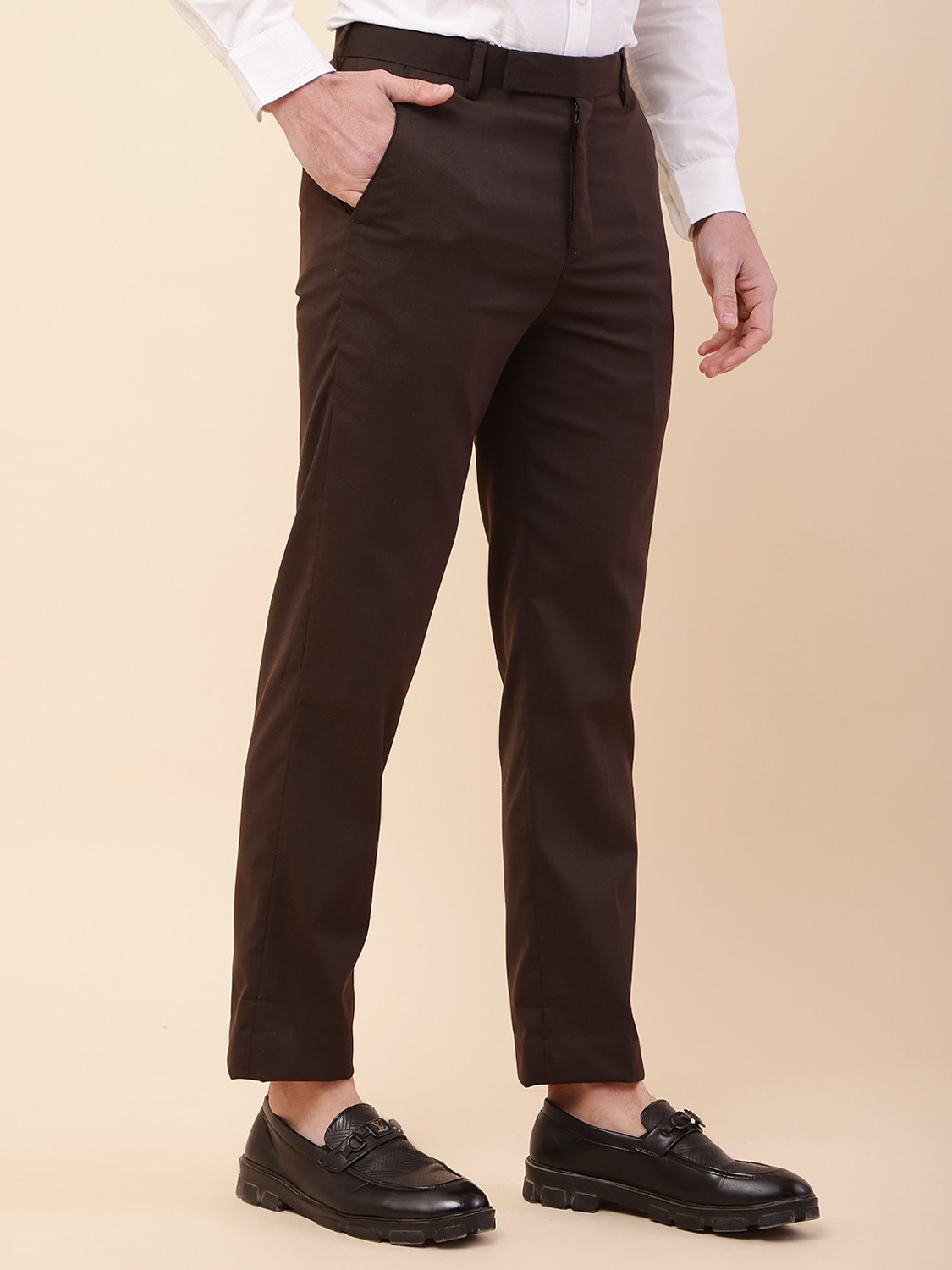 Image of JACKMA PANTS Regular Fit Men Black, Brown Trousers