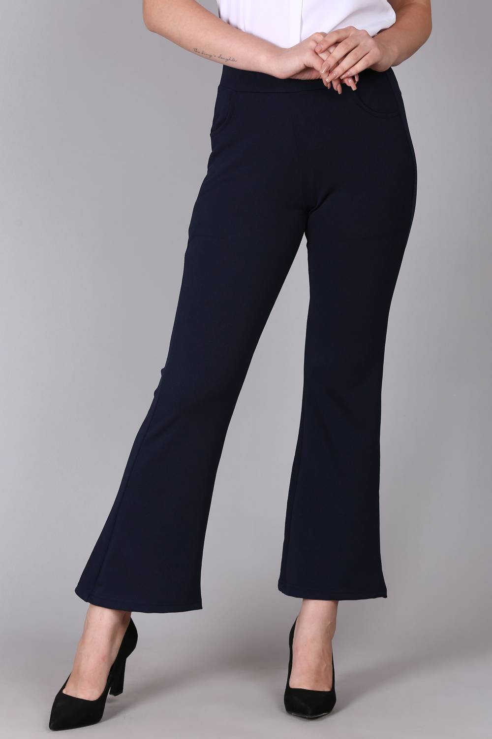 Aileyis Regular Fit Women Dark Blue Trousers
