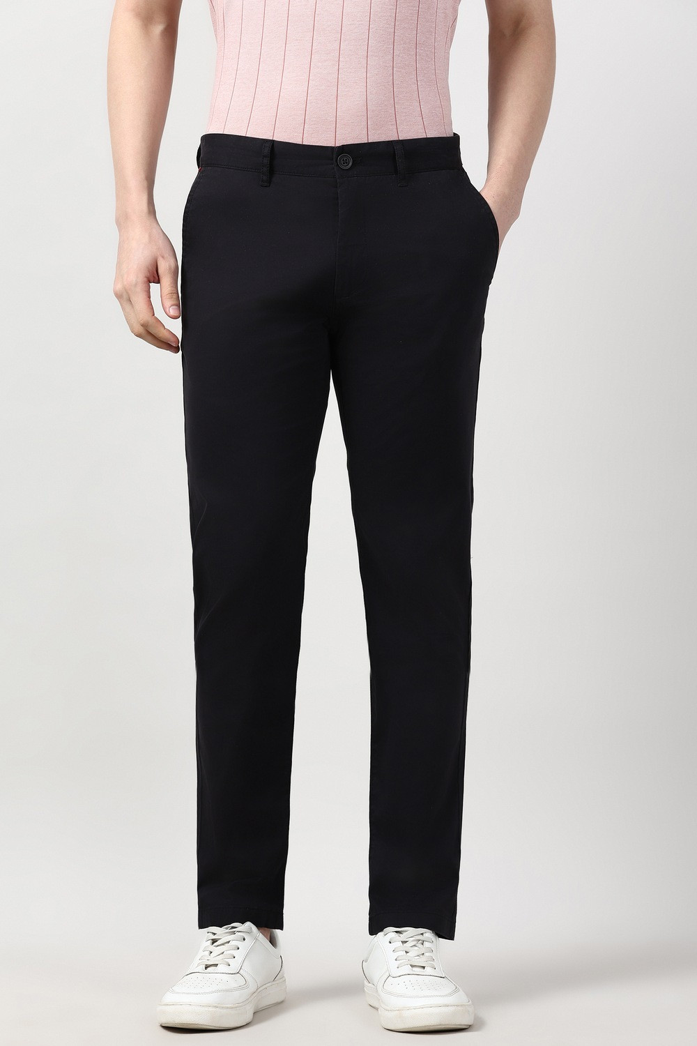 Image of PETER ENGLAND Slim Fit Men Black Trousers