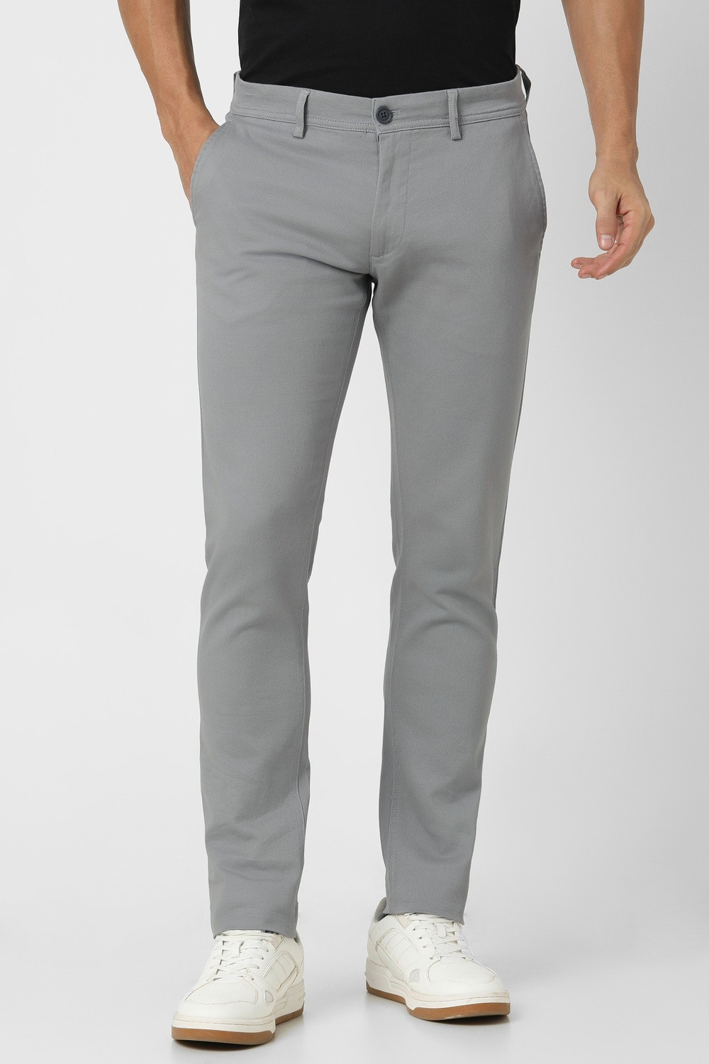 Image of PETER ENGLAND Skinny Fit Men Grey Trousers