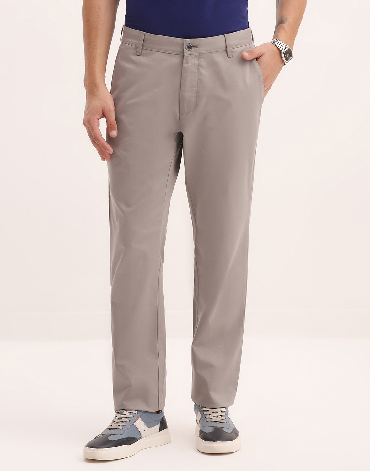 Blackberrys Slim Fit Men Grey Trousers