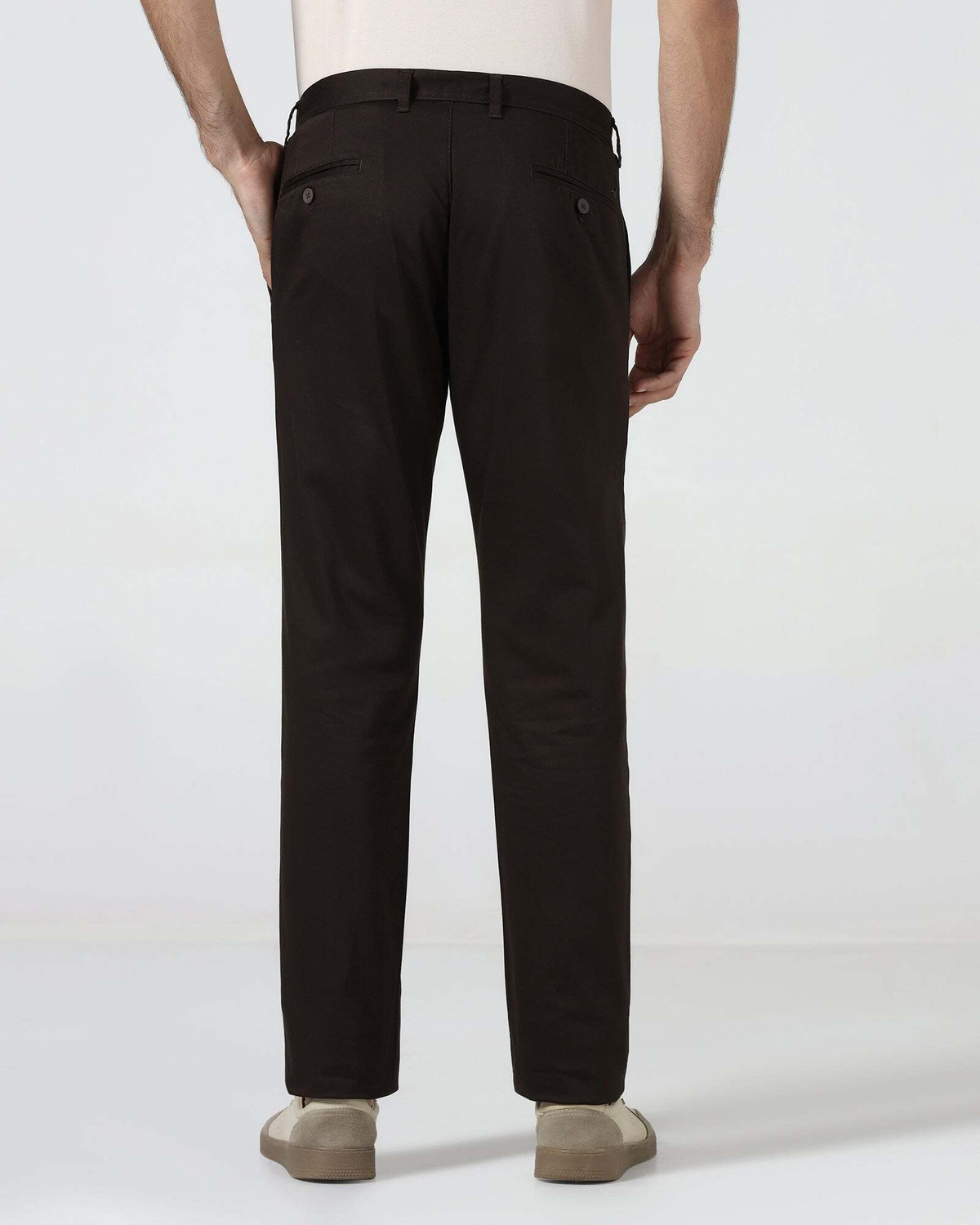 Image of Blackberrys Regular Fit Men Brown Trousers
