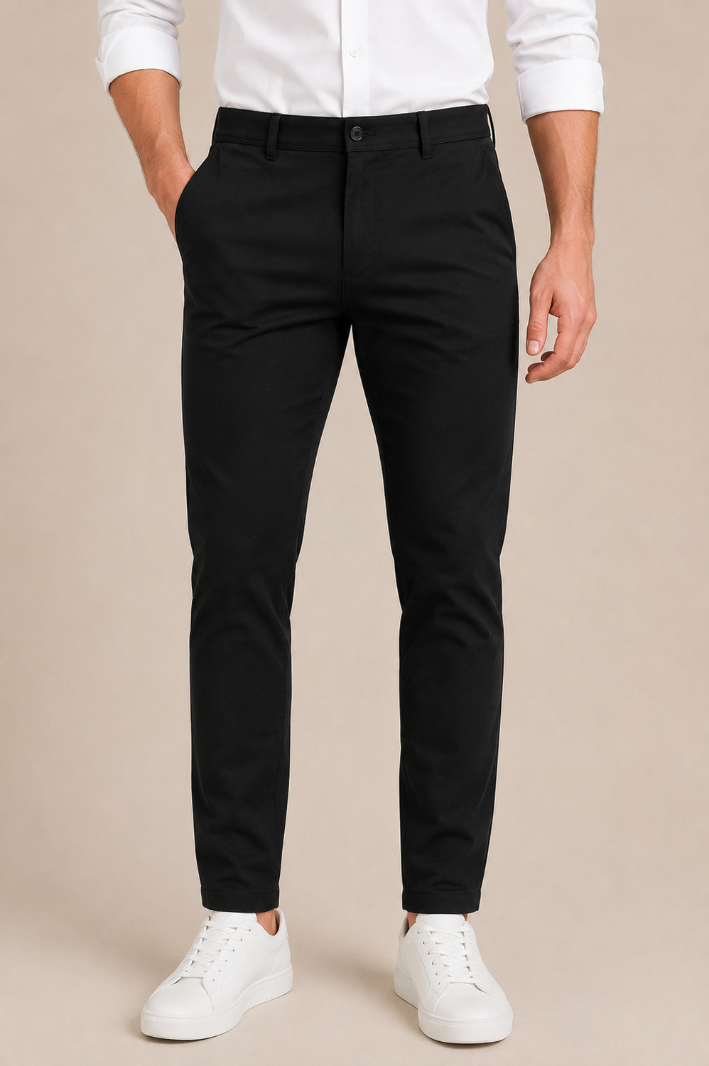 Image of ARADHYAGARMENT Straight Fit, Slim Fit Men Black Trousers