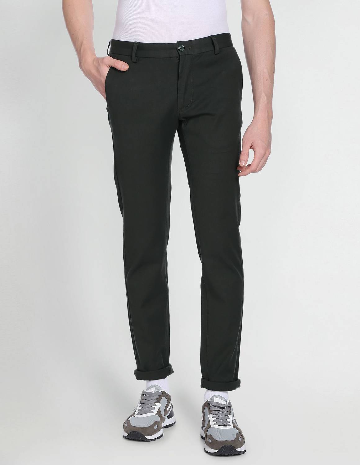 Arrow Sport Slim Fit Men Green Trousers