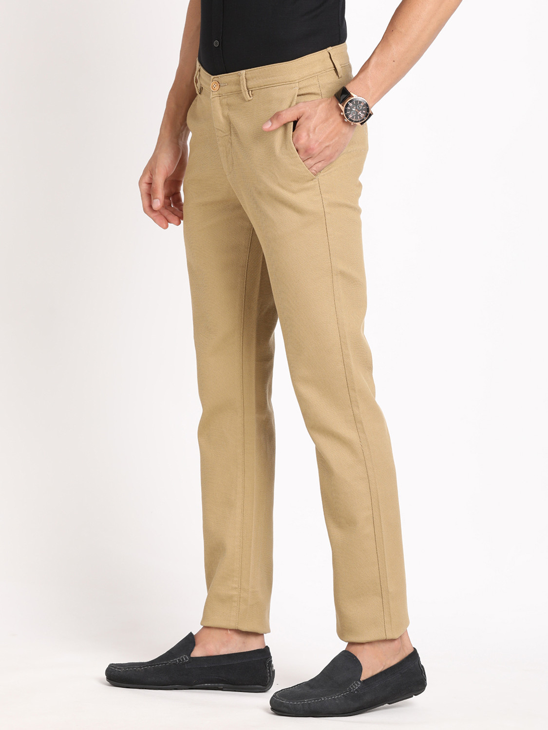Image of TURTLE Skinny Fit Men Beige Trousers