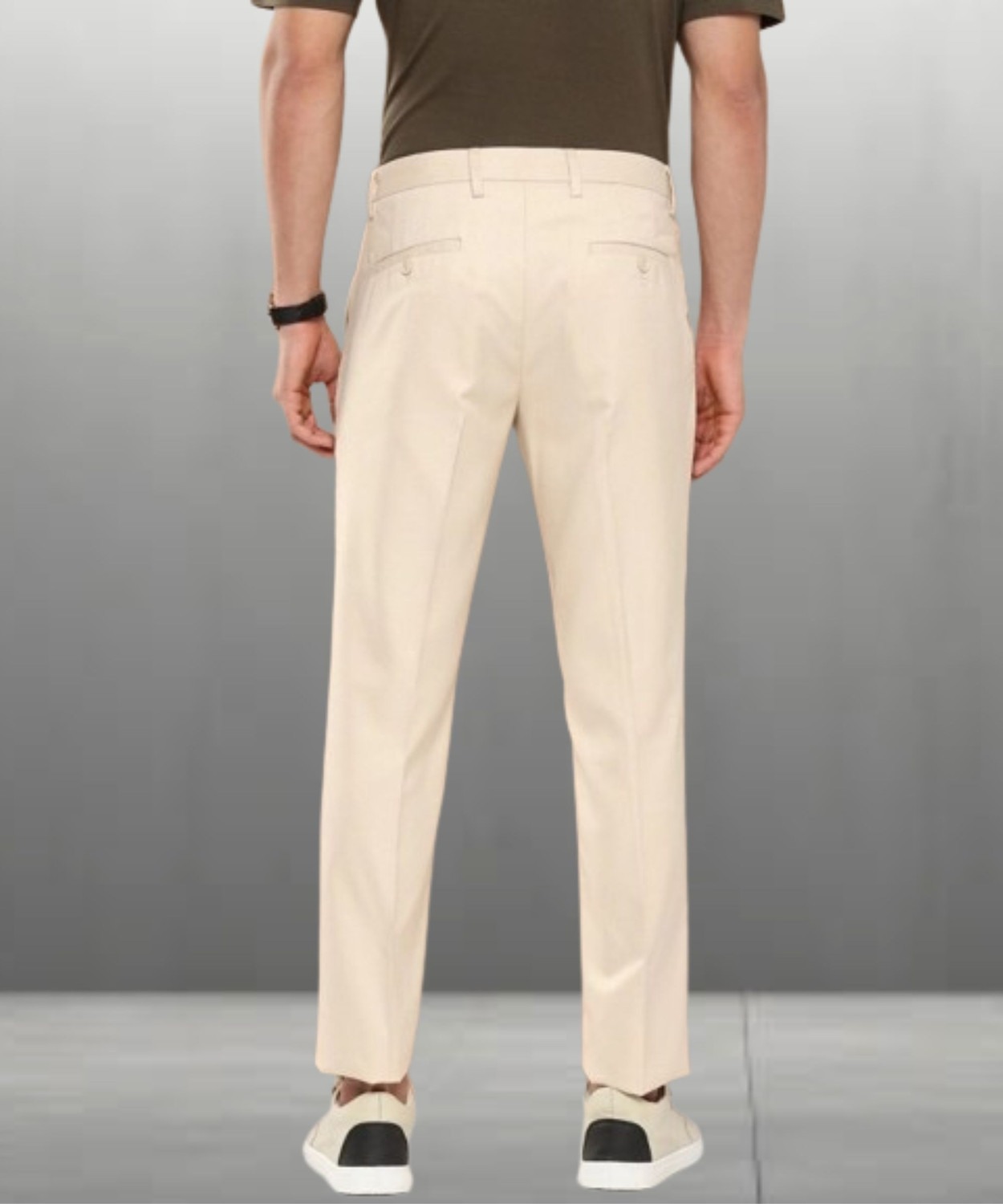 Image of Maleno Slim Fit Men Cream Trousers