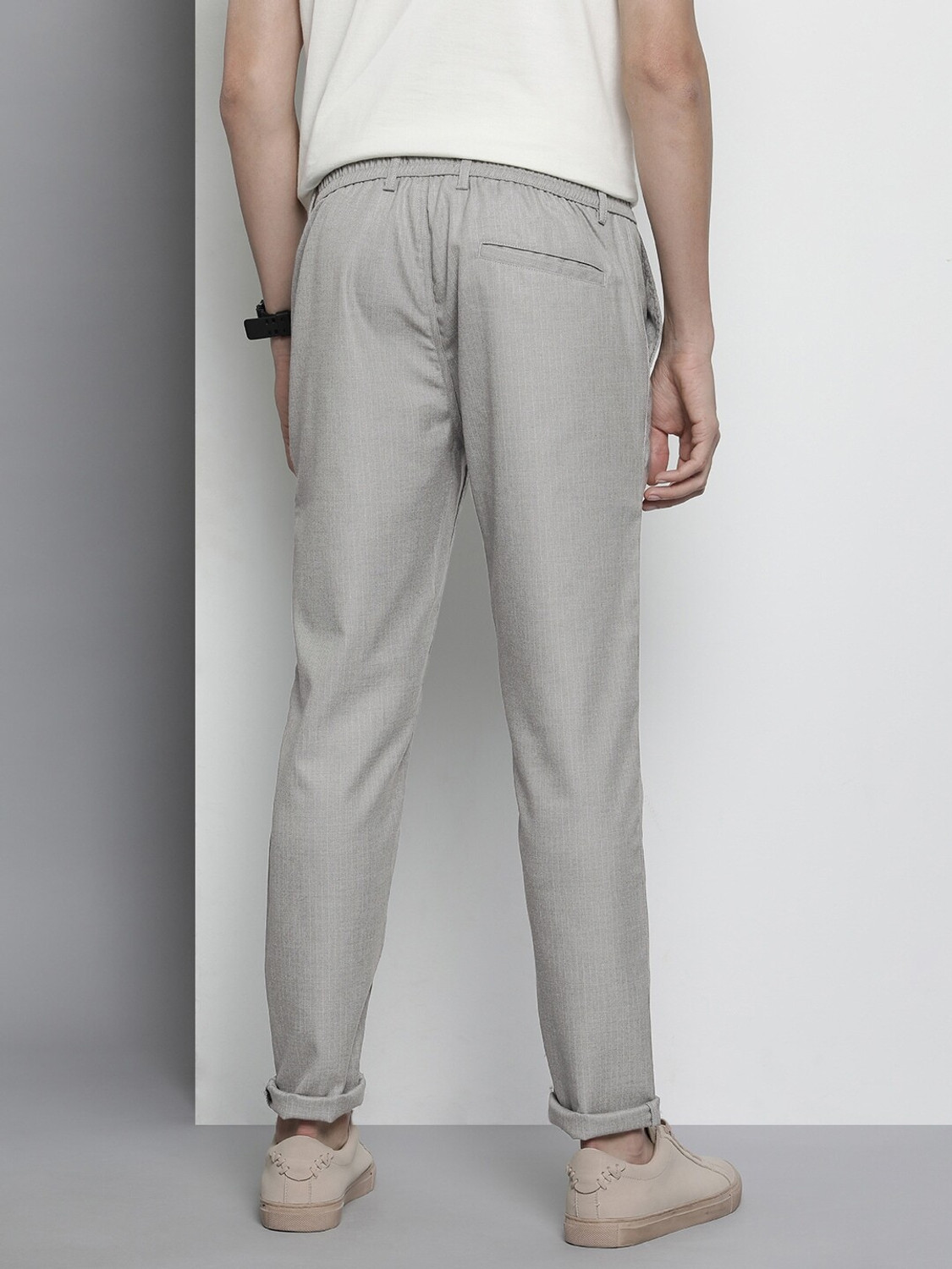 Image of The Indian Garage Co. Regular Fit Men Grey Trousers