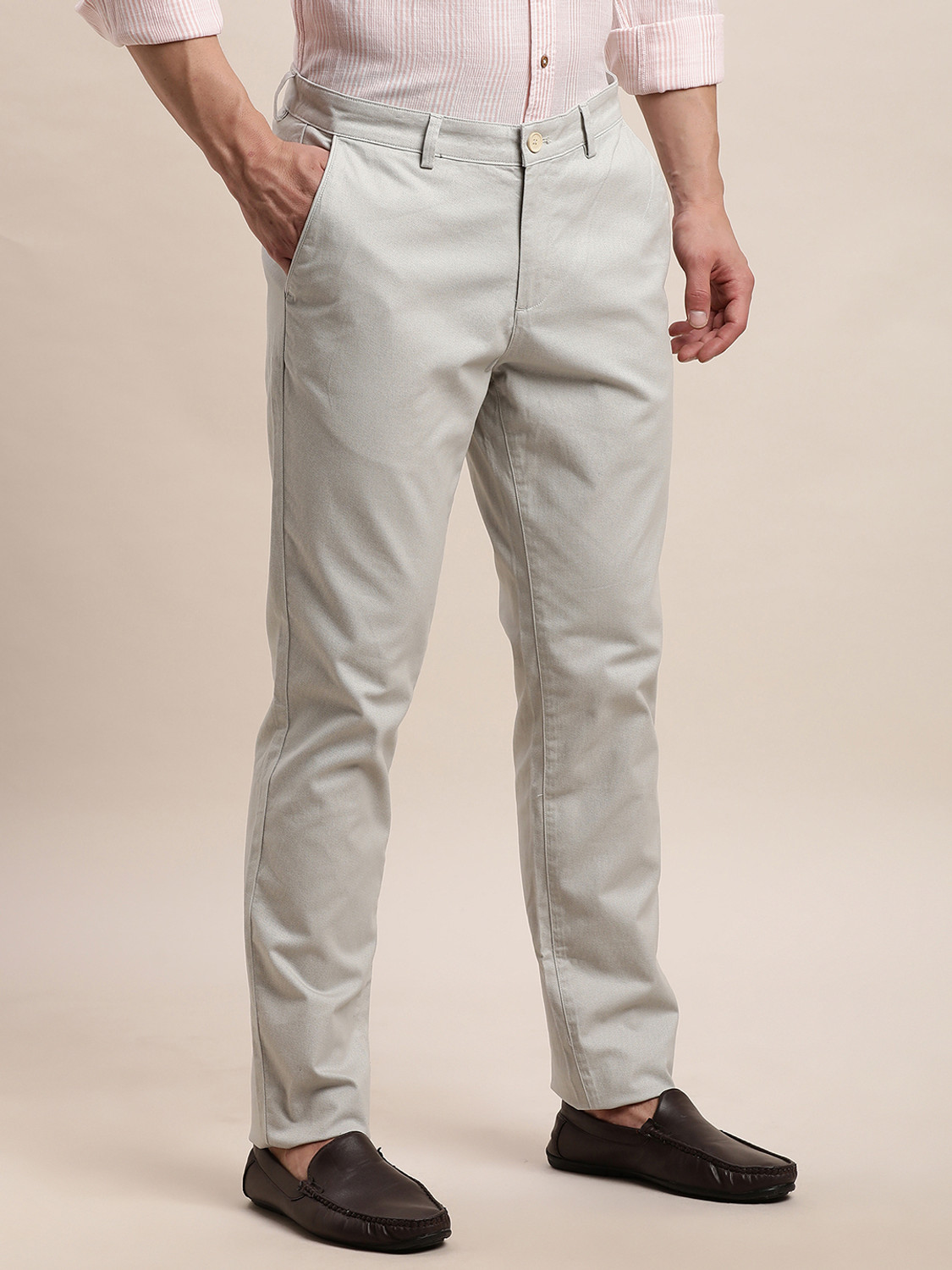 Image of TURTLE Slim Fit Men Grey Trousers