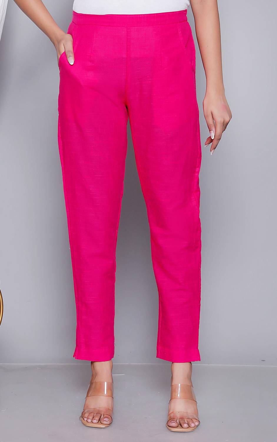 AAVONI Straight Fit Women Pink Trousers