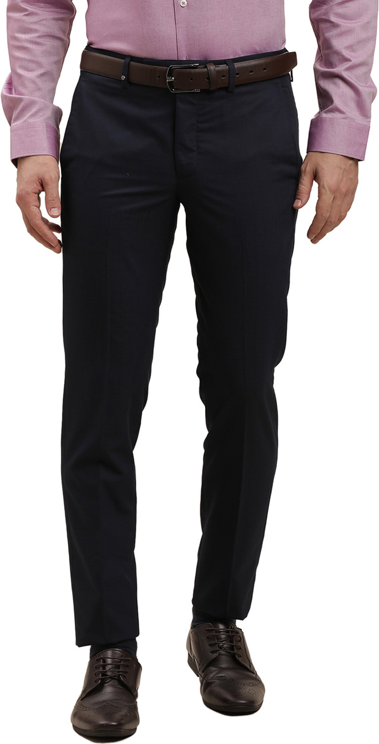 Image of TURTLE Skinny Fit Men Dark Blue Trousers