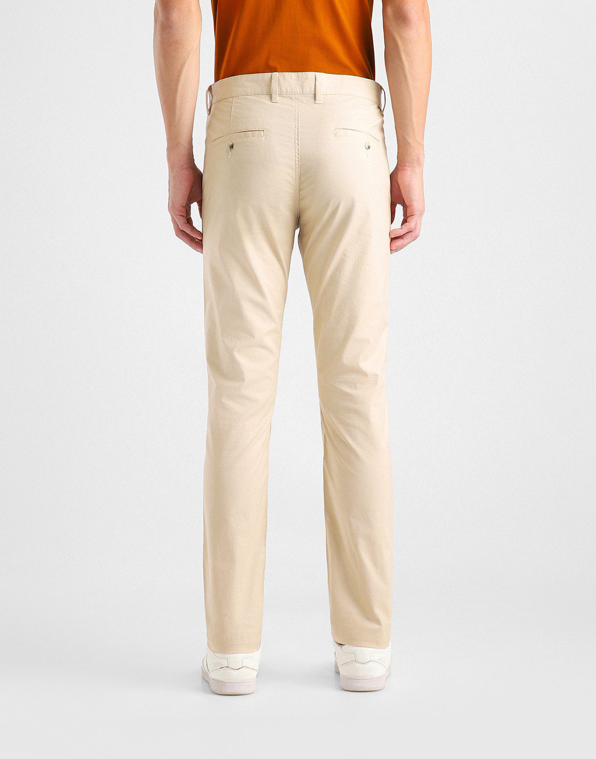 Image of VAN HEUSEN SPORT Men Slim Fit Khaki Cotton Blend Trousers