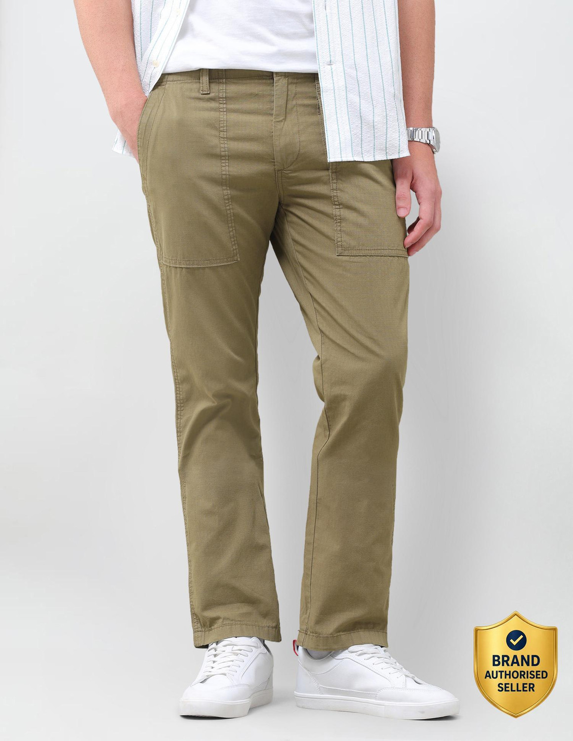 Image of U.S. Polo Assn. Denim Co. Straight Fit Men Green Trousers