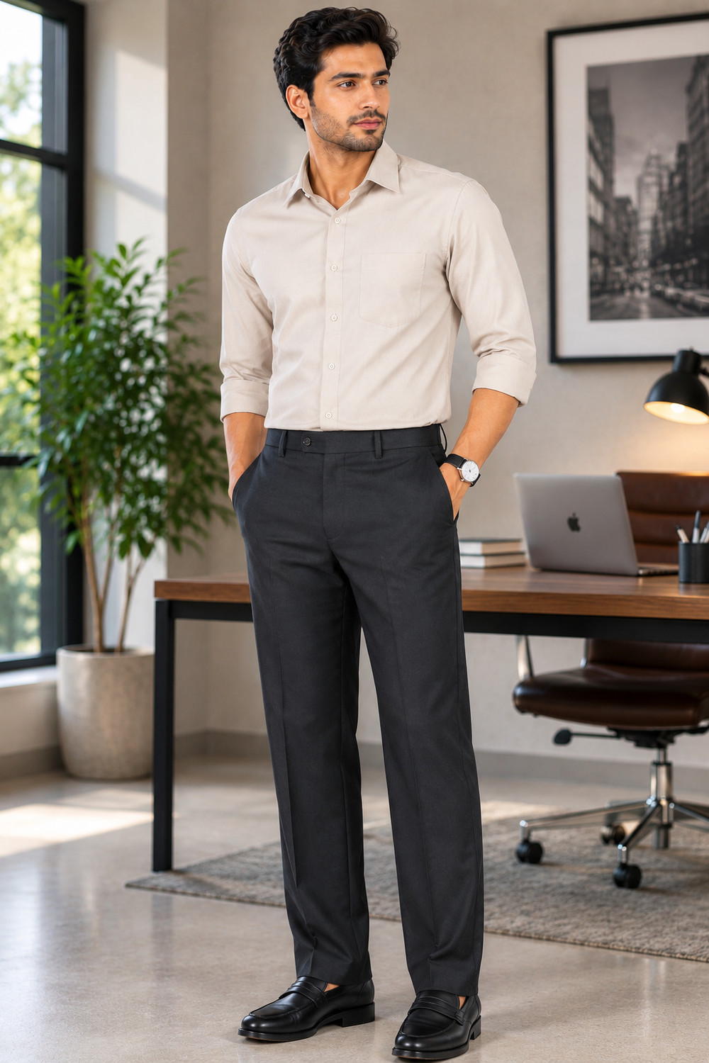 Image of The DS Regular Fit Men Black Trousers