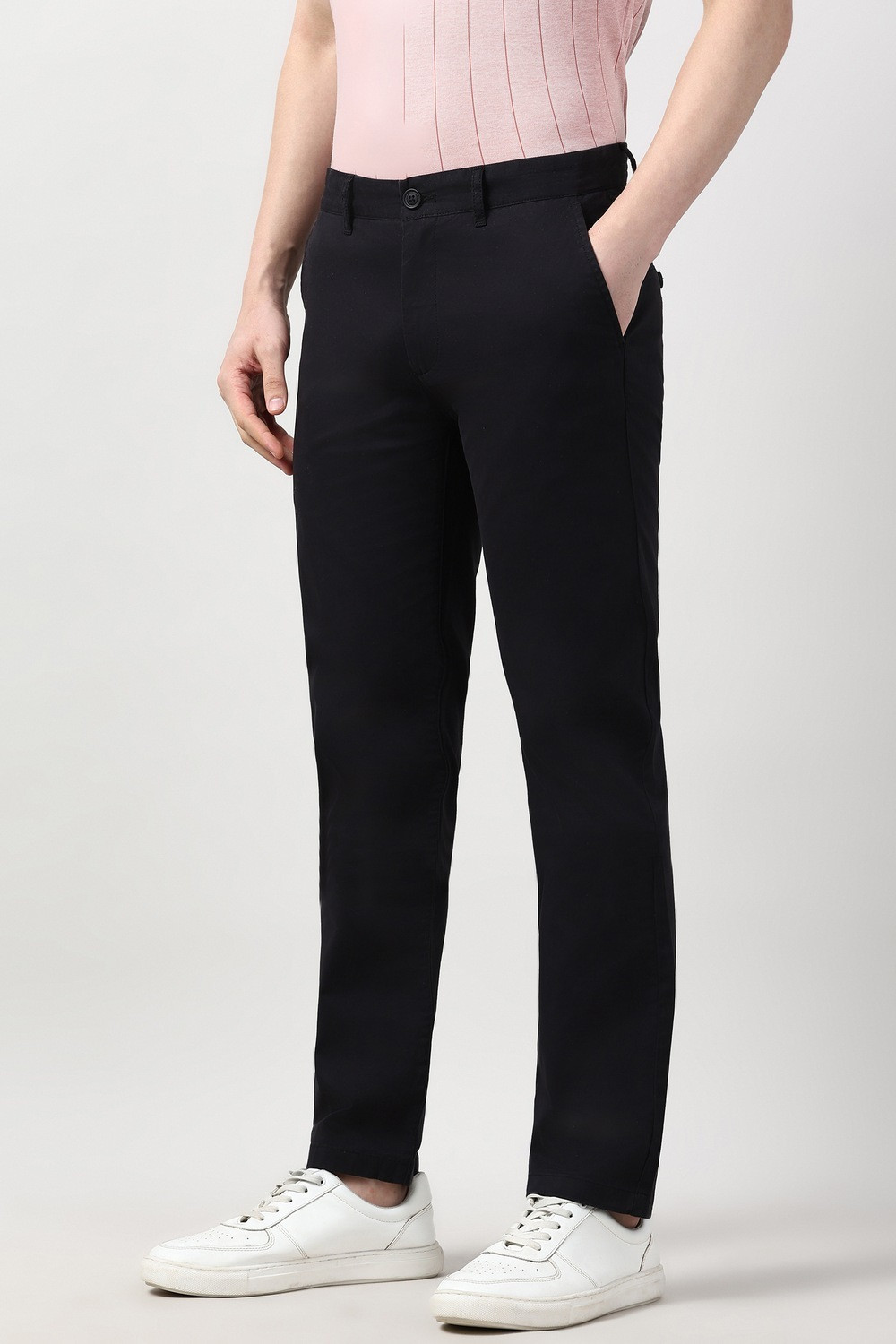 Image of PETER ENGLAND Slim Fit Men Black Trousers