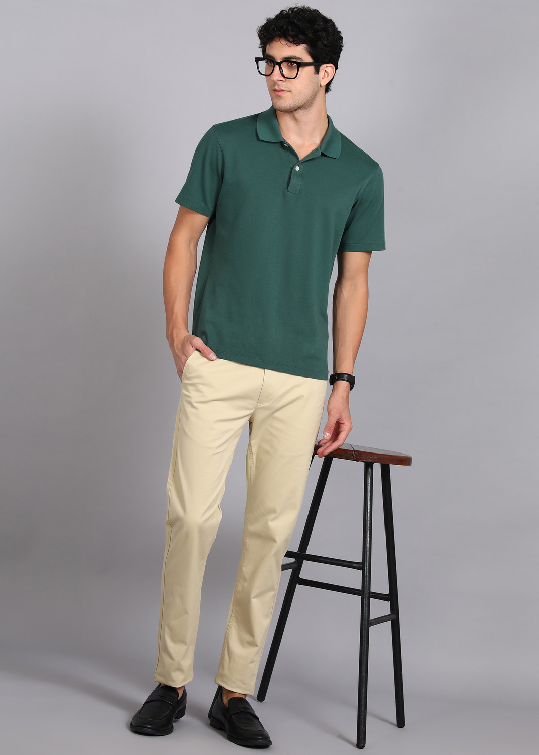 Image of PETER ENGLAND Regular Fit Men Cream Trousers