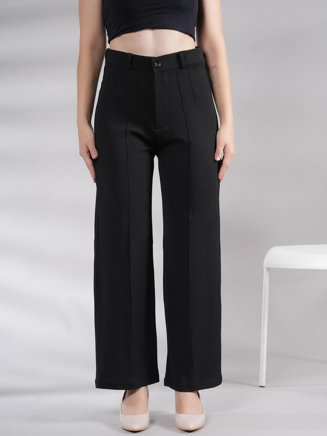 Image of MISS BALIKA Straight Fit Women Black Trousers