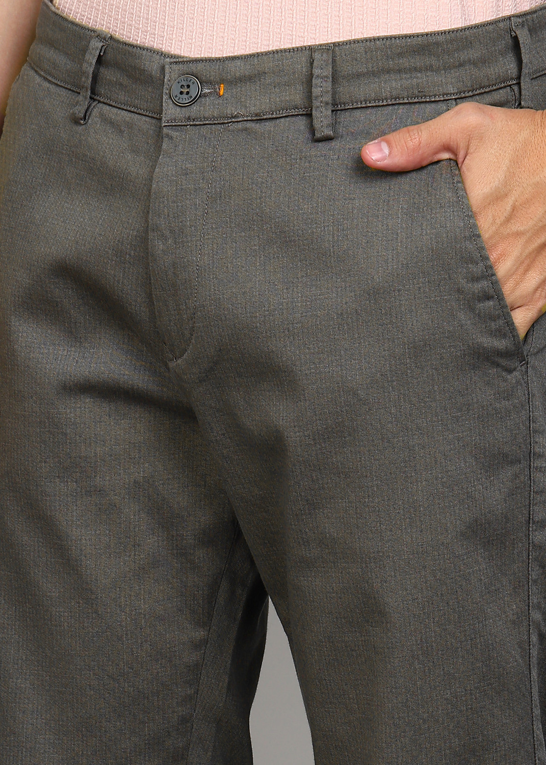 Image of KILLER Slim Fit Men Grey Trousers