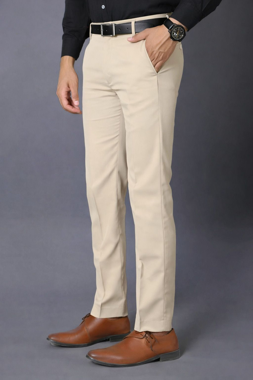 Image of Blackhem Regular Fit Men Beige Trousers