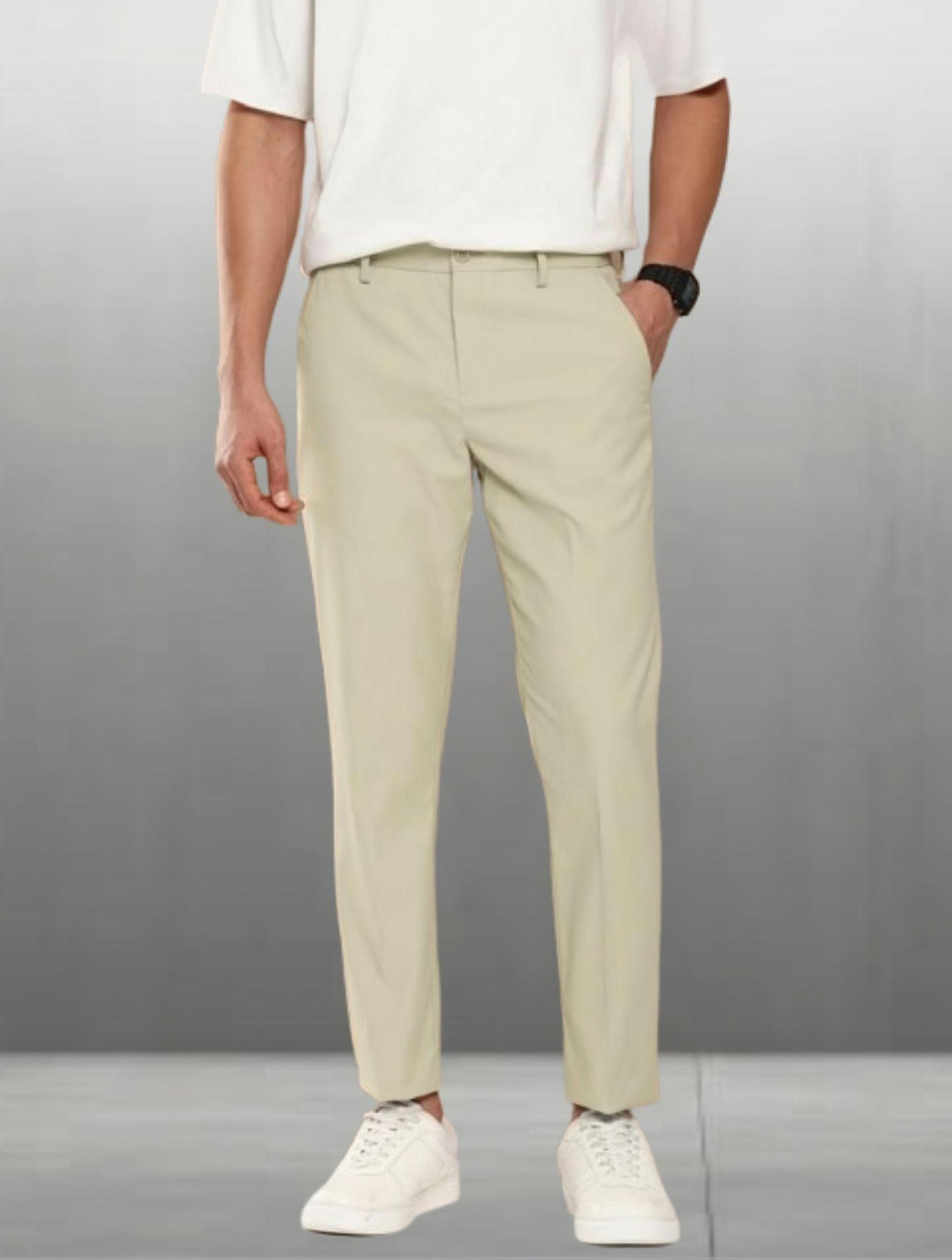 Image of Maleno Slim Fit Men Light Green Trousers
