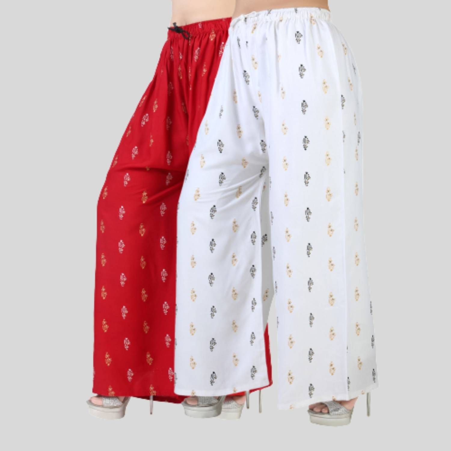 4K FASHION Loose Fit Women Red, White Trousers