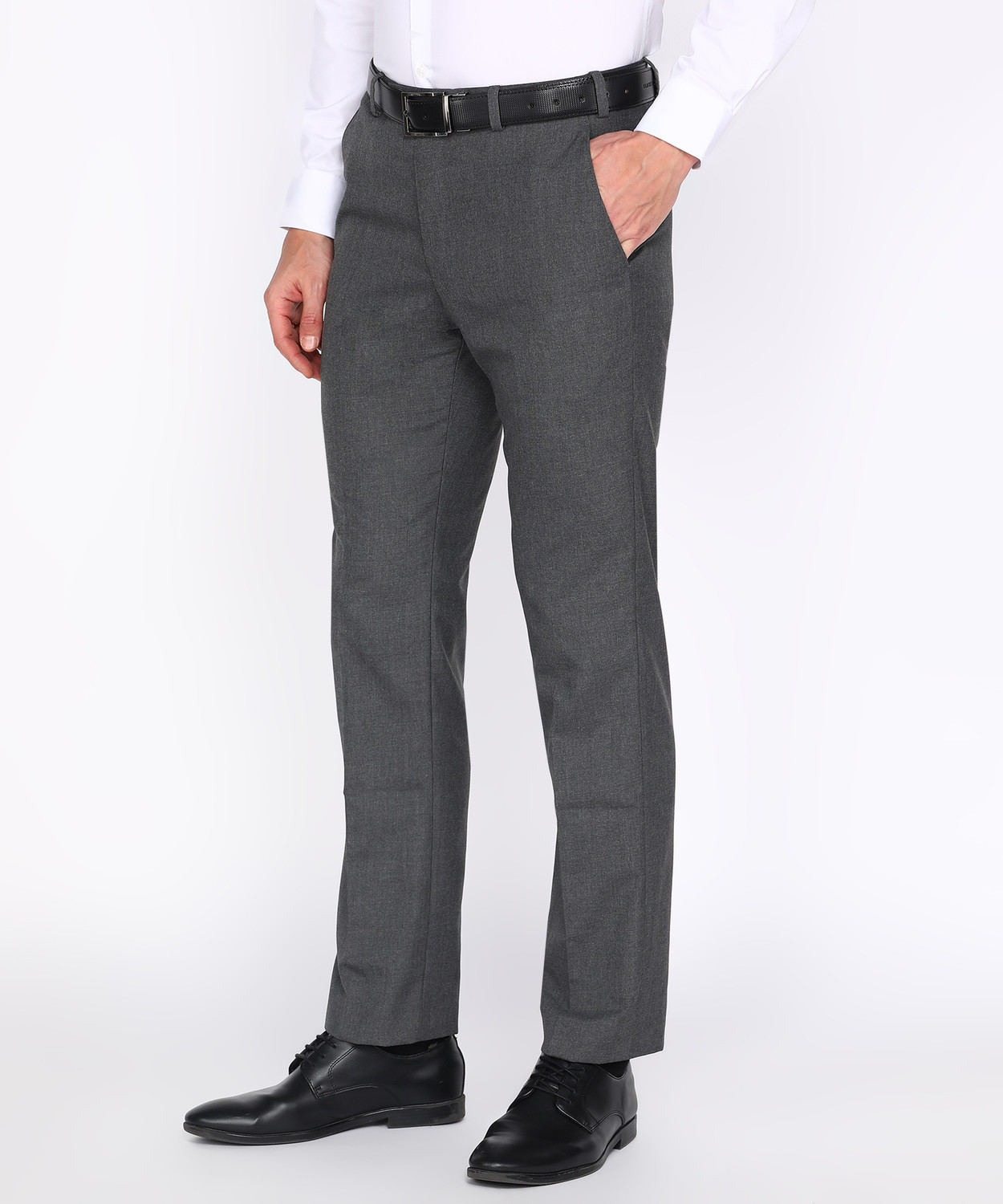 Image of PARK AVENUE Regular Fit Men Grey Trousers