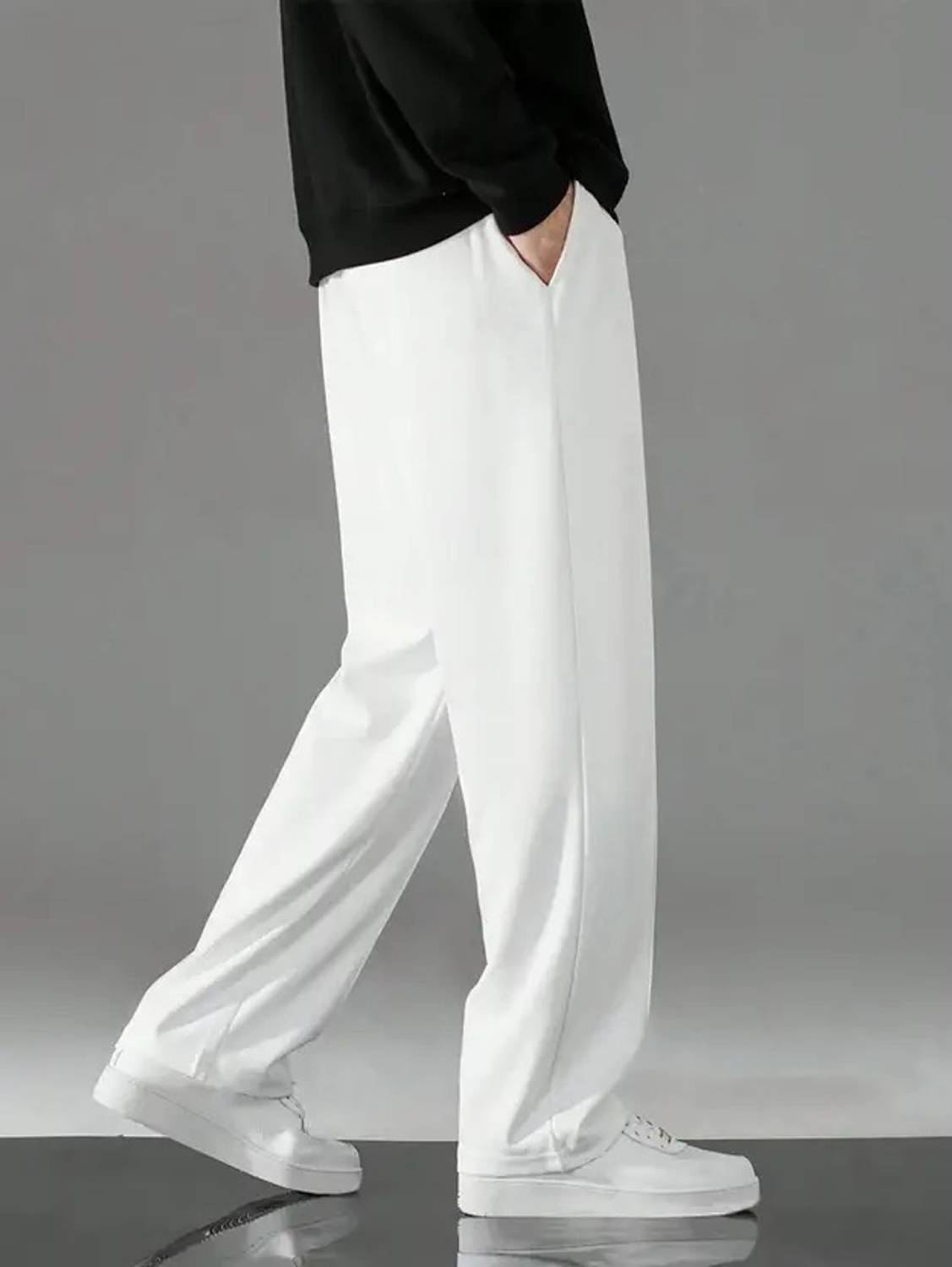 LIBJA Straight Fit Men White Trousers - Image 2
