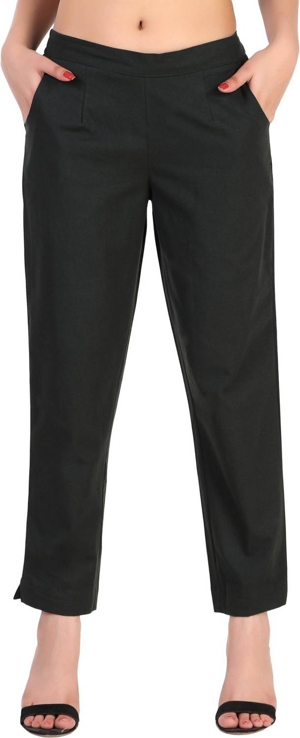 beSOLID Regular Fit Women Green Trousers