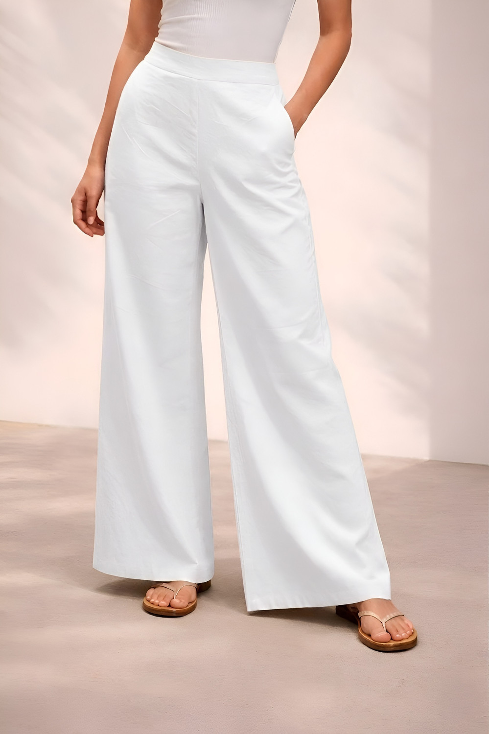 Image of Moda Rapido Comfort Fit Women White Trousers
